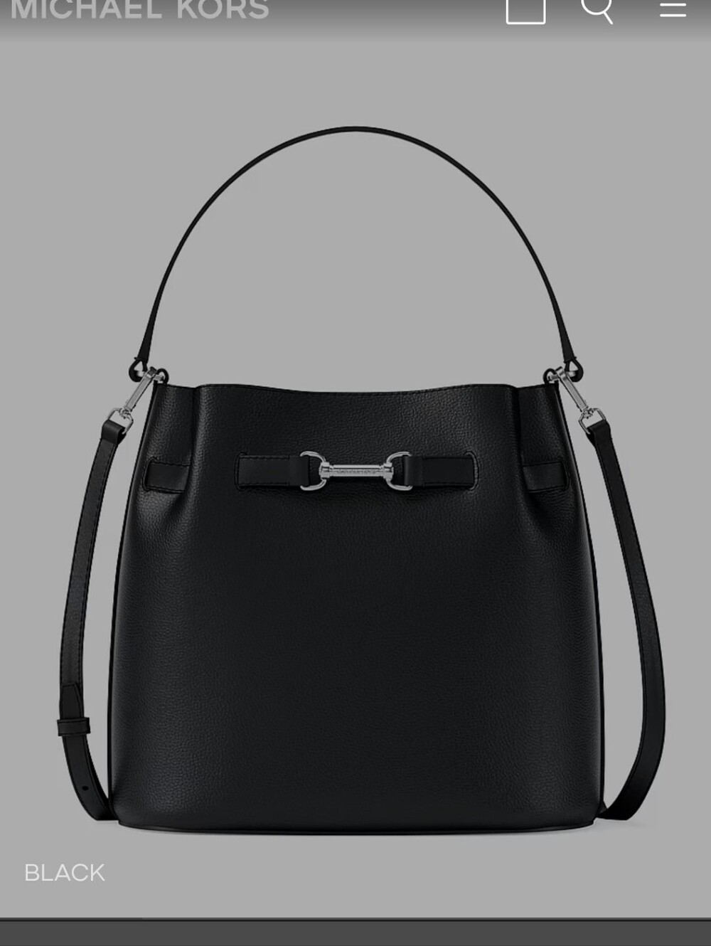 Pebbled Leather Bucket Bag with Silver Hardware - Black